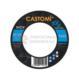  CASTOMÍ INOX lamellás csiszolótárcsa F29 kúpos 125x22,2 P60Z