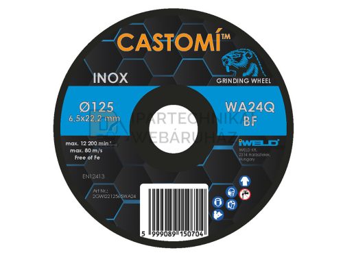 CASTOMÍ INOX tisztítókorong 125x6,5x22,2 WA24Q-BF