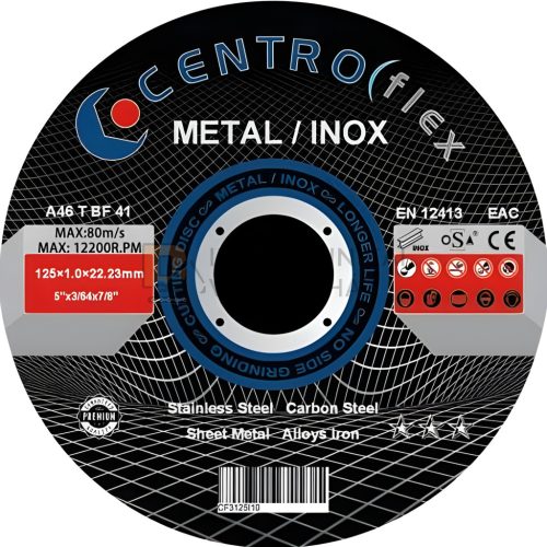 Flex vágókorong fémre INOX 125x1,0 Centroflex