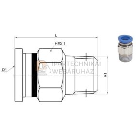 PUSH-IN EGYENES KÜLSŐ MENETES 1/2" BSPT 10 Ø