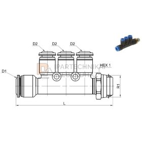 PUSH-IN ELOSZTÓ 10MM-8MM 3/8"