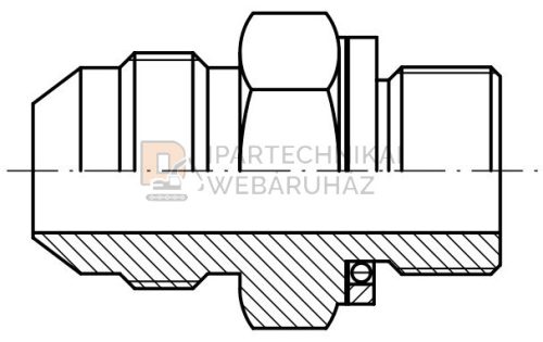 UNF (JIC)-BSP KÖZCSAVAR K-K 7/16"-1/4" 1/4 Ø O-GYŰRŰVEL